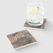 Braune, orangefarbene, kupferfarbene und goldene R Steinuntersetzer (Seitenansicht)