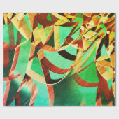 Braune orangefarbene Streifen auf rustikalem, grün Geschenkpapier (Flach)