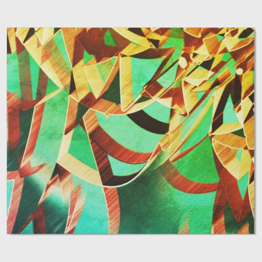 Braune orangefarbene Streifen auf rustikalem, grün Geschenkpapier (Flach)