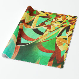 Braune orangefarbene Streifen auf rustikalem, grün Geschenkpapier