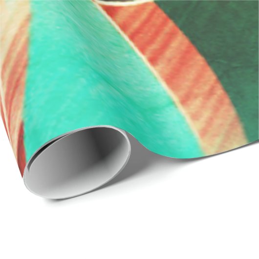 Braune orangefarbene Streifen auf rustikalem, grün Geschenkpapier (Rolleneckpunkt)