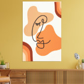 Braune, orangefarbene und rot-fette Illustration A Leinwanddruck (Insitu (Wohnzimmer))