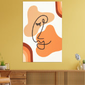 Braune, orangefarbene und rot-fette Illustration A Leinwanddruck (Insitu (Wohnzimmer))