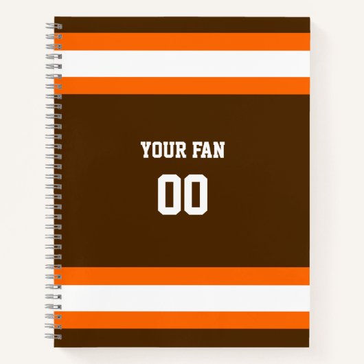 Braune, orangefarbene und weiße Fußballmannschaft Notizblock (Vorderseite)