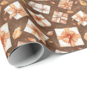 Braune Orangenblätter Geschenke Geschenkpapier (Rolleneckpunkt)