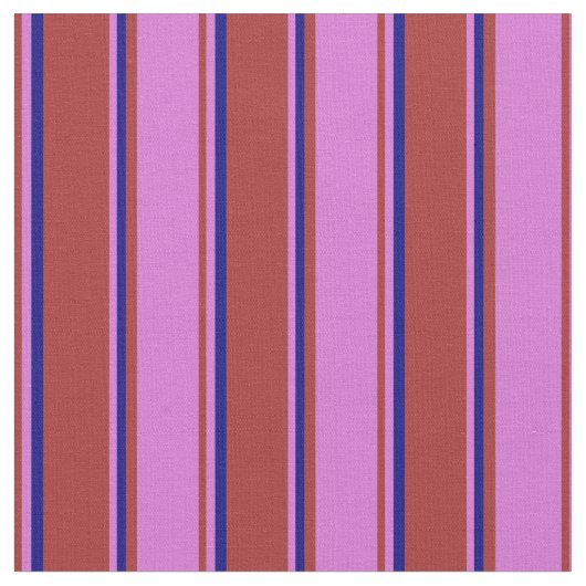 Braune, orchide und blaue Streifen Stoff (Nahaufnahme)