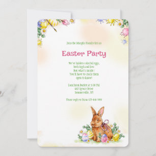 Braune Osterhasen-Party Einladung