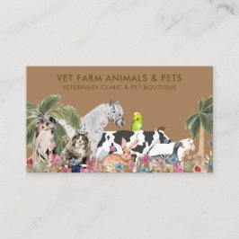 Braune Palme Bauernhof Tierkatze Hunde Bird Pet Visitenkarte