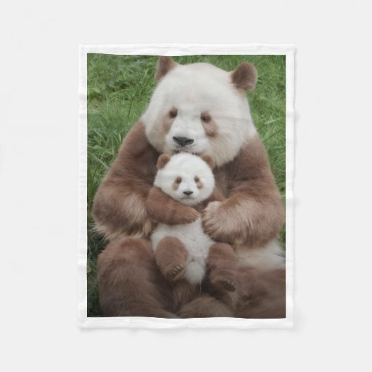 Braune Panda-Familien-Decke Fleecedecke (Vorderseite)