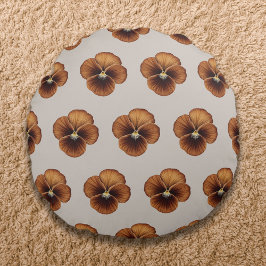 Braune Pansy Blume Nahtloses Muster auf Rundes Kissen