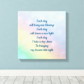 Braune pastellfarbene Regenbogen Inspiration Affir Leinwanddruck (Insitu (Holzboden))