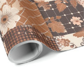 Braune Patchwork-Quiltdecke Earthy Gingham Cottage Geschenkpapier (Rolleneckpunkt)