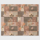 Braune Patchwork-Quiltdecke Earthy Gingham Cottage Geschenkpapier (Flach)