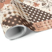 Braune Patchwork-Quiltdecke Earthy Gingham Cottage Geschenkpapier (Rolleneckpunkt)