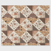 Braune Patchwork-Quiltdecke Earthy Gingham Cottage Geschenkpapier (Flach)