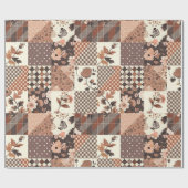 Braune Patchwork-Quiltdecke mit rustikalem Gingham Geschenkpapier (Flach)
