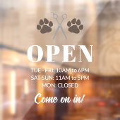 Braune Paws Scheren Open Hours Hunde wachsen Fensteraufkleber (Blatt 2)