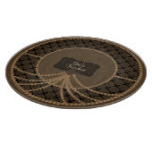 Braune Perle Damask Round Glass Cutting Board Schneidebrett (Ecke)