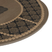 Braune Perle Damask Round Glass Cutting Board Schneidebrett (Ecke)