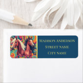 Braune Pferde - farbiges Muster - Adressetikett (Insitu)