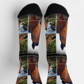 Braune Pferde FotoCollage, Crew Socken (Oben)