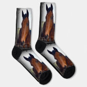 Braune Pferde FotoCollage, Crew Socken (Rechts)