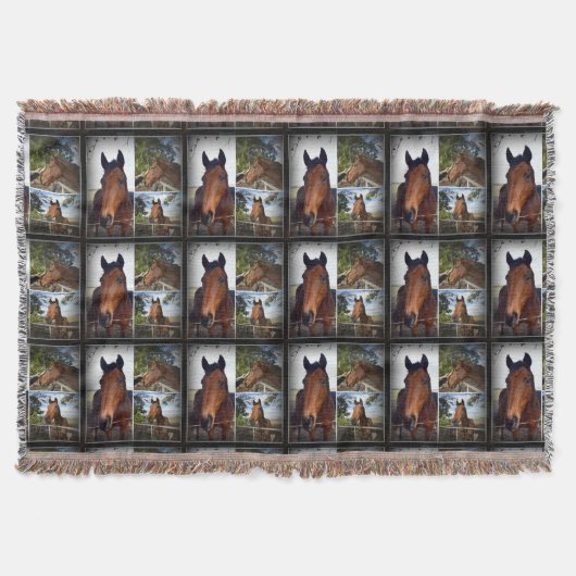 Braune Pferde FotoCollage, Knochendecke Decke (Vorderseite)