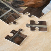 braune Pferde in einer FotoCollage, Puzzle (Seite)
