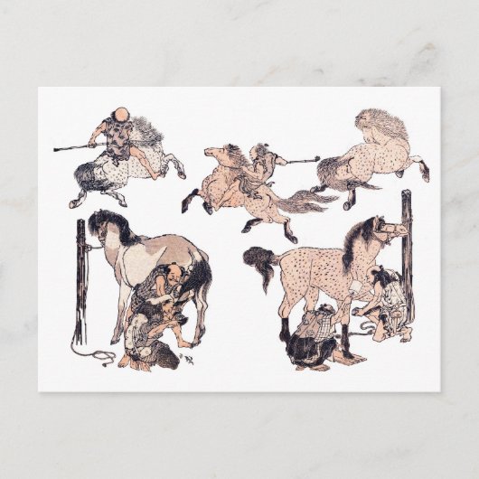 Braune Pferde Postkarte (Vorderseite)