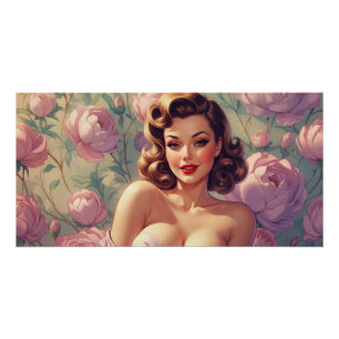 Braune Pin-Up-Pastellblumen Poster