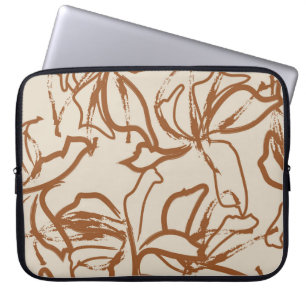 Braune Pinselstriche mit floralen Pinselstrichen n Laptopschutzhülle