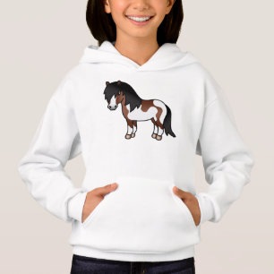 Braune Pinto-Shetlandpony-Cartoon-Illustration Hoodie