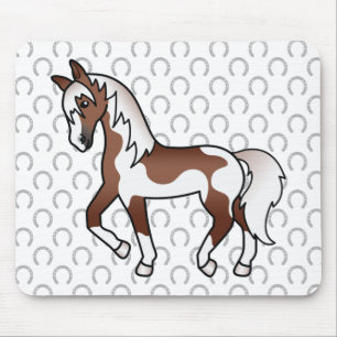 Braune Pinto-Trabpferd-Cartoon-Illustration Mousepad