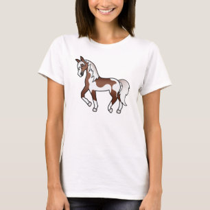Braune Pinto-Trabpferd-Cartoon-Illustration T-Shirt
