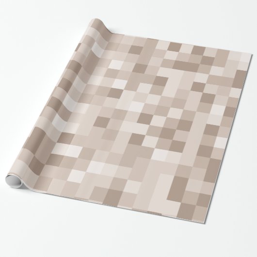 Braune Pixel Geschenkpapier (Ungerollt)
