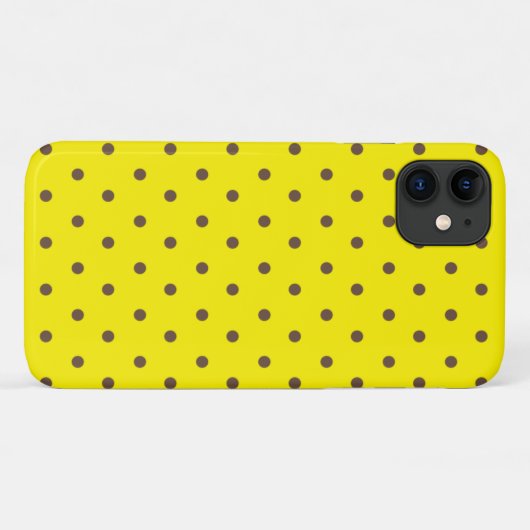 Braune Polka-Punkte auf gelb Case-Mate iPhone Hülle (Rückseite (Horizontal))
