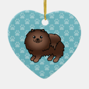 Braune Pomeranian-Hund-Cartoon-Illustration Keramikornament