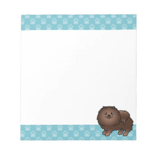 Braune Pomeranian-Hund-Cartoon-Illustration Notizblock