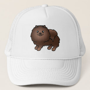 Braune Pomeranian-Hund-Cartoon-Illustration Truckerkappe