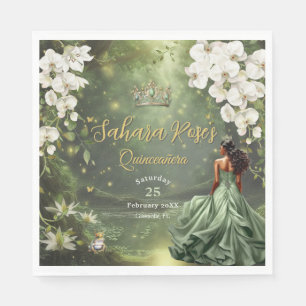 Braune Prinzessin und Frosch Weise Grüne Quinceane Serviette