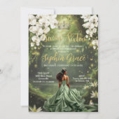 Braune Prinzessin und Froschschwein Grünes Kleid S Einladung (Vorderseite)