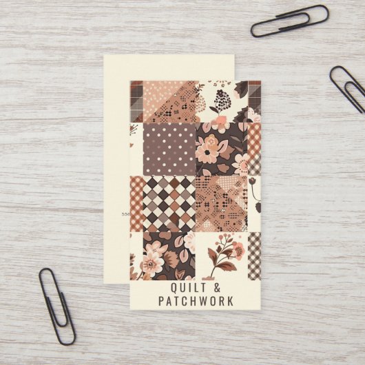 Braune Quilt-Patchwork-Handmade-Kleidung  Visitenkarte (Vorderseite/Rückseite Beispiel)