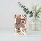 Braune Quilt-Patchwork-Handmade-Kleidung  Visitenkarte (Stehend Vorderseite)