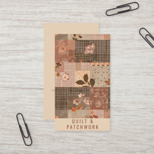 Braune Quilt-Patchwork-Handmade-Kleidung Visitenkarte (Vorderseite/Rückseite Beispiel)