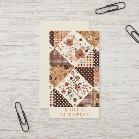 Braune Quilt-Patchwork-Handmade-Kleidung Visitenkarte (Vorderseite/Rückseite Beispiel)