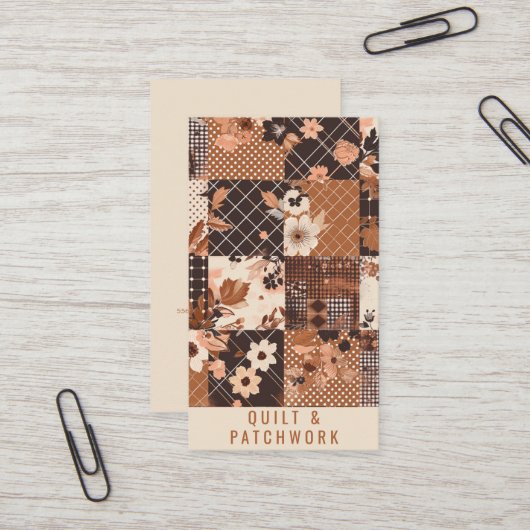 Braune Quilt-Patchwork-Handmade-Kleidung Visitenkarte (Vorderseite/Rückseite Beispiel)