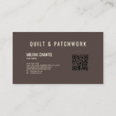 Braune Quilt-Patchwork-Handmade-Kleidung  Visitenkarte (Rückseite)