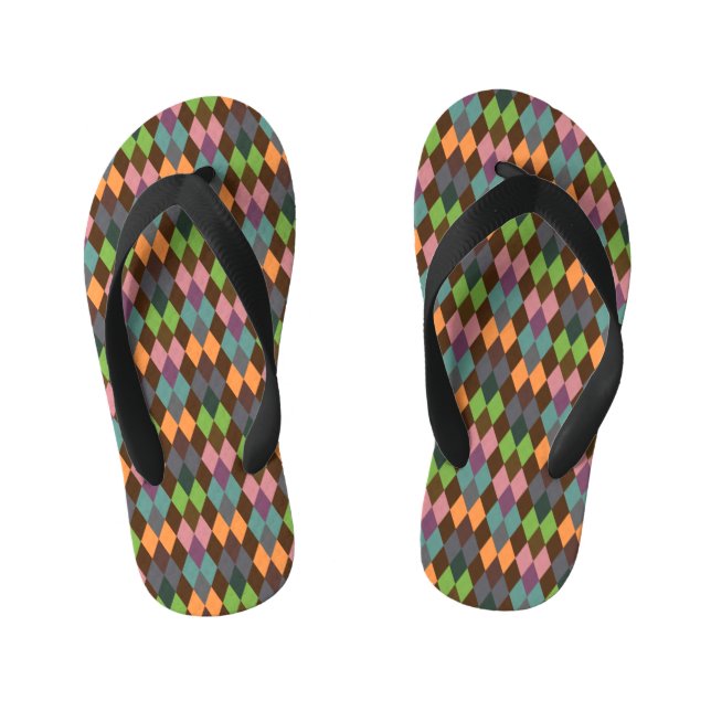 Braune Raute auf Flip Flops Kinderbadesandalen (Fußbett)