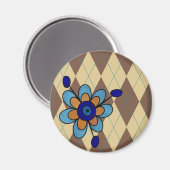 Braune Raute und Blume Magnet (Vorderseite/Rückseite)