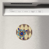 Braune Raute und Blume Magnet (In Situ (Geschirrspüler))